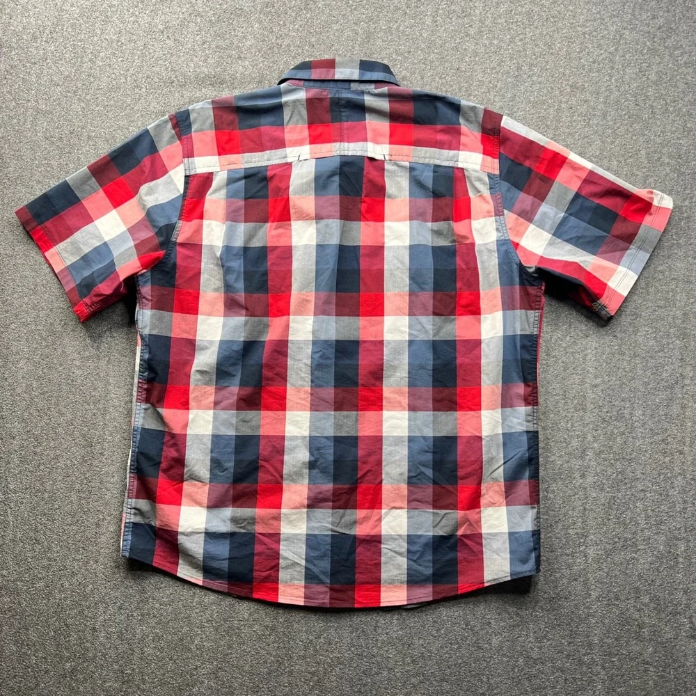 Wrangler ATG Shirt Mens XL Red Blue Plaid‎ Short Sleeve All Terrain Gear Outdoor
